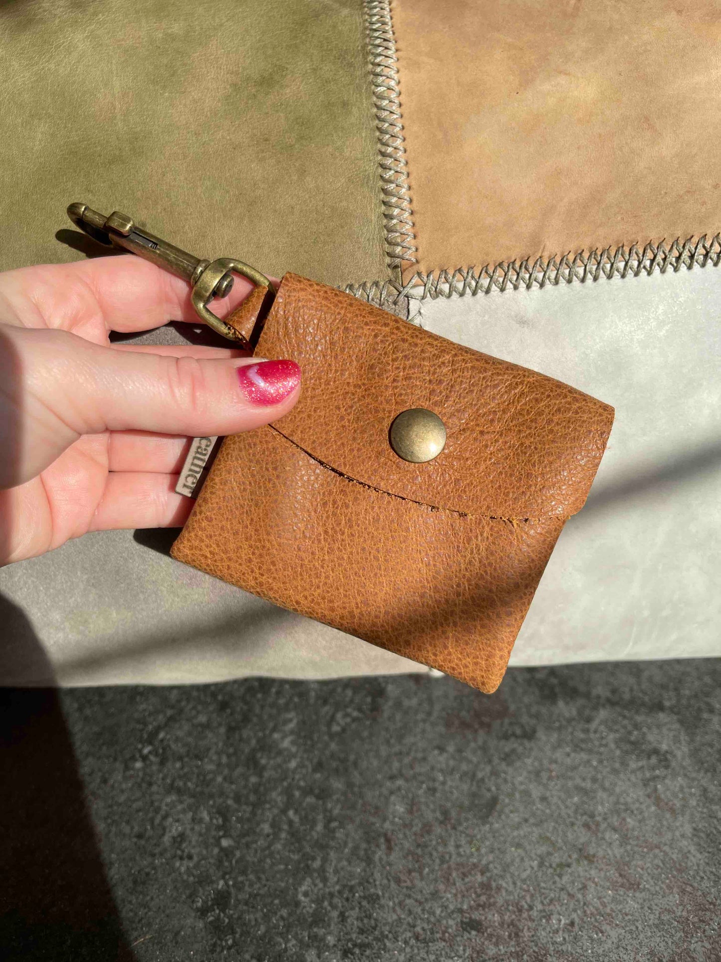 Snackbag hond snacktasje aan lijn poeptasje aan lijn lhandgemaakt eren snackbag cognac