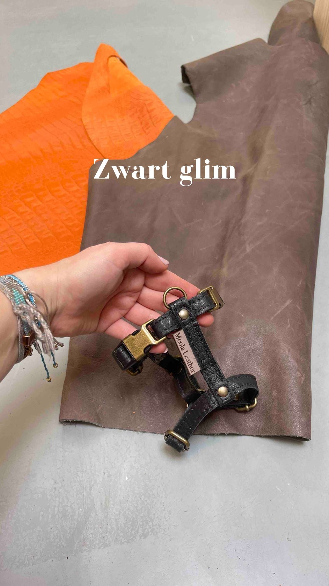 Zwart glimmend tuig leren tuig handgemaakt y tuig hond