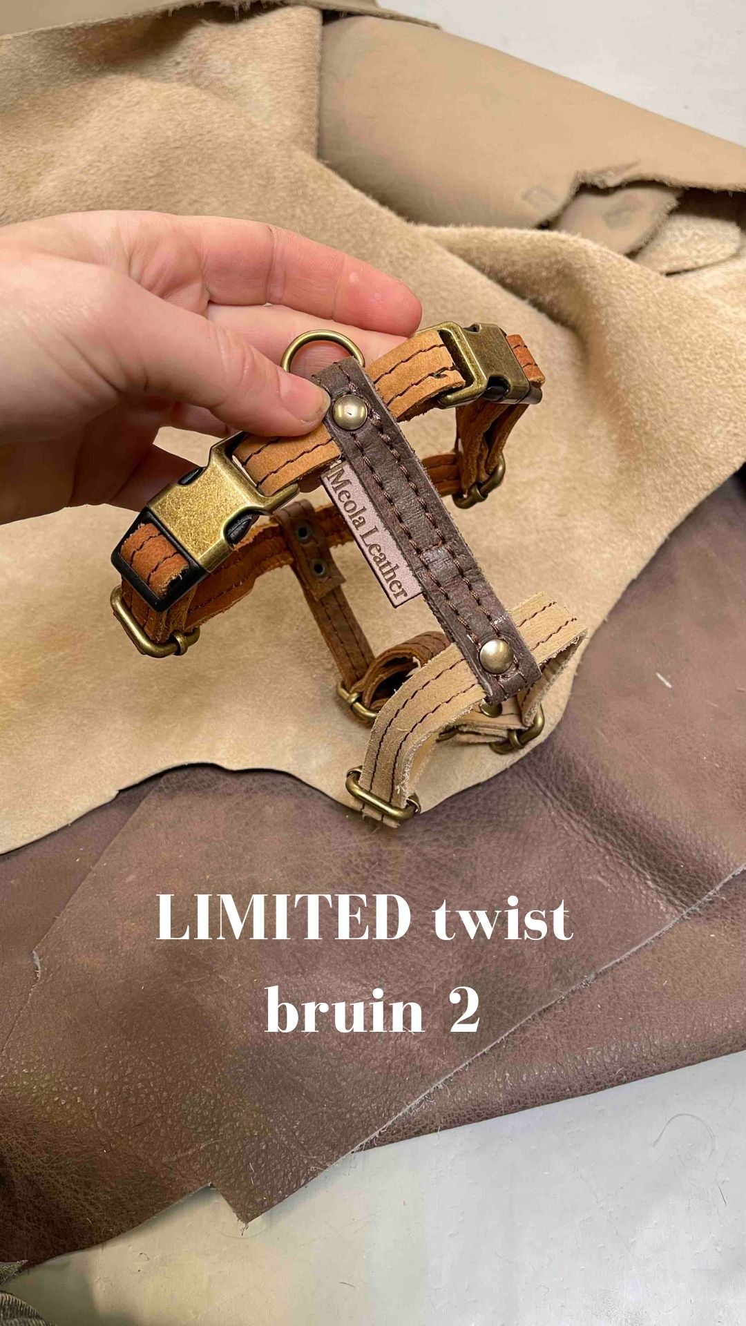 bruin_2 limited hondentuig harnas hond y tuig goed passend handgemaakt leer meola leather dogs