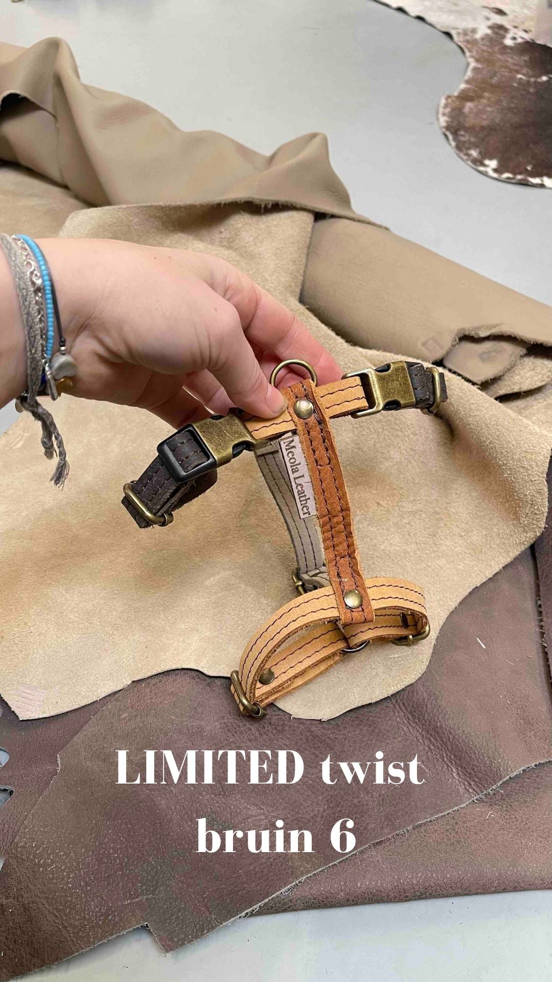bruin_6 limited_hondentuig_harnas_hond_y_tuig_goed_passend_handgemaakt_leer_meola_leather_dogs lederen hondentuig