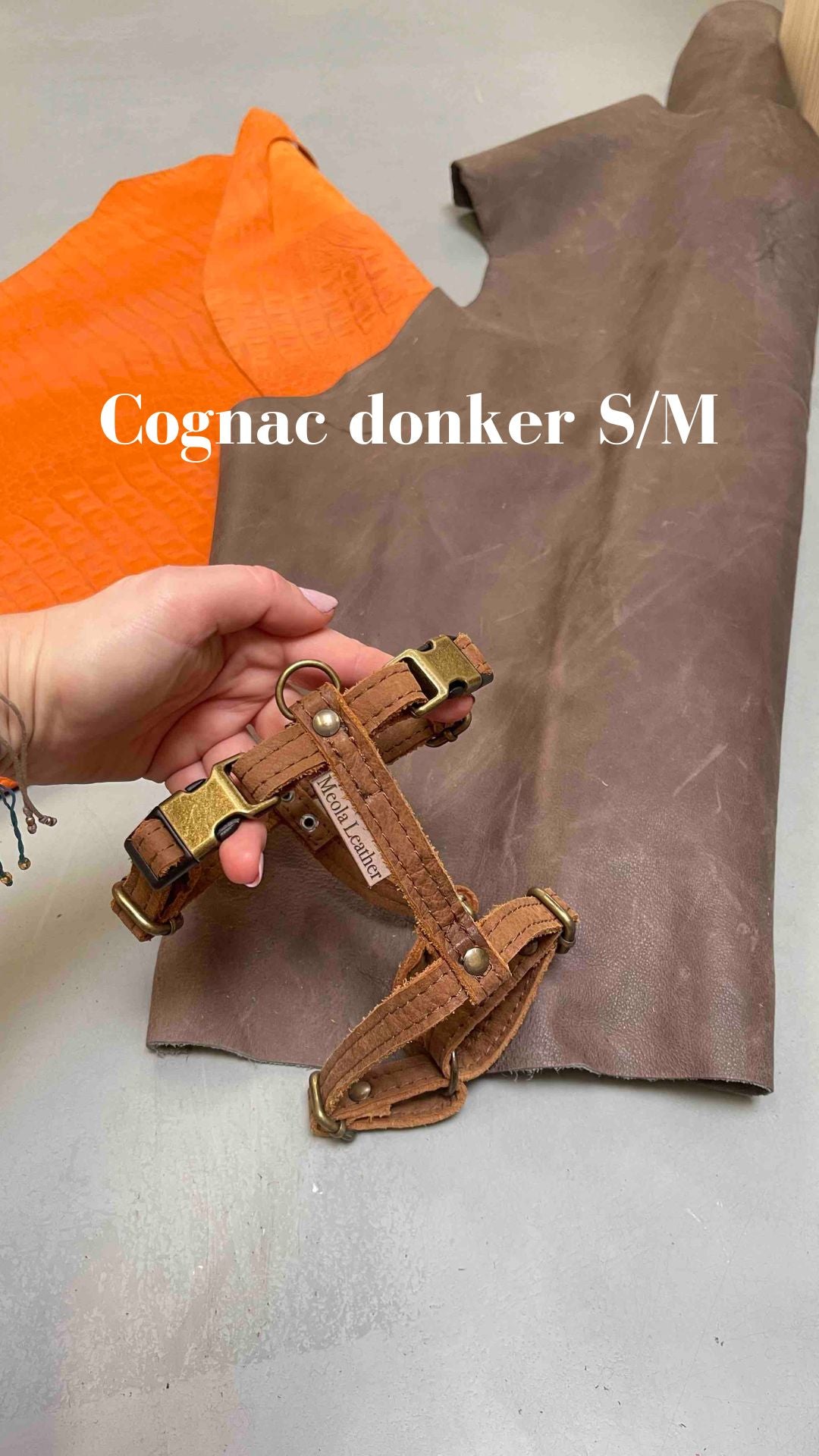 cognac donker leren tuig meola leather dogs handgemaakt