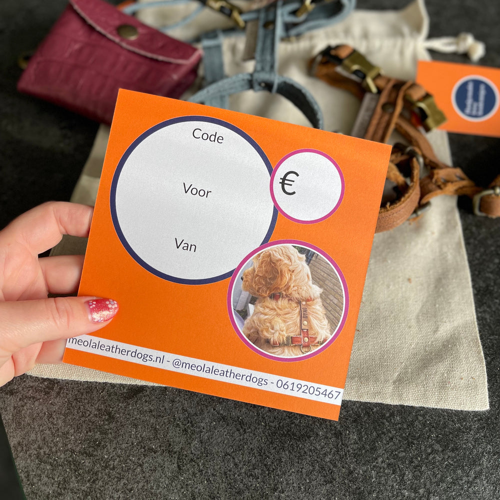 kadobon leren honden producten honden tuigen meola leather dogs cadeaubon