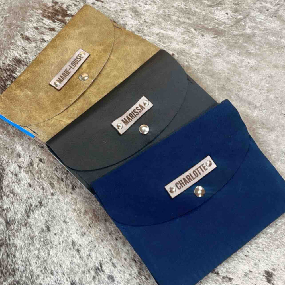 leren notitieboek gepersonaliseerd blauw