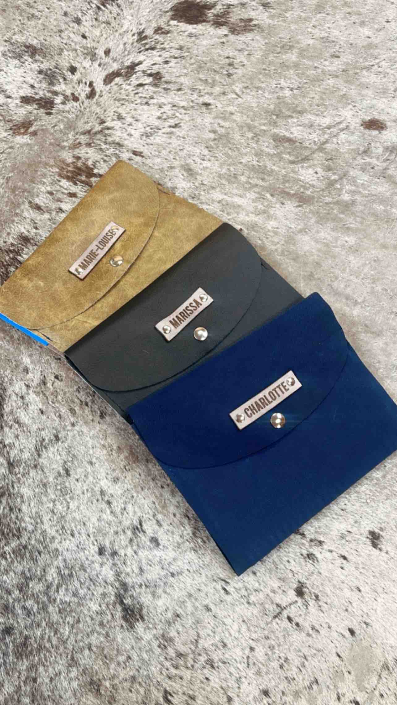 leren notitieboek gepersonaliseerd blauw