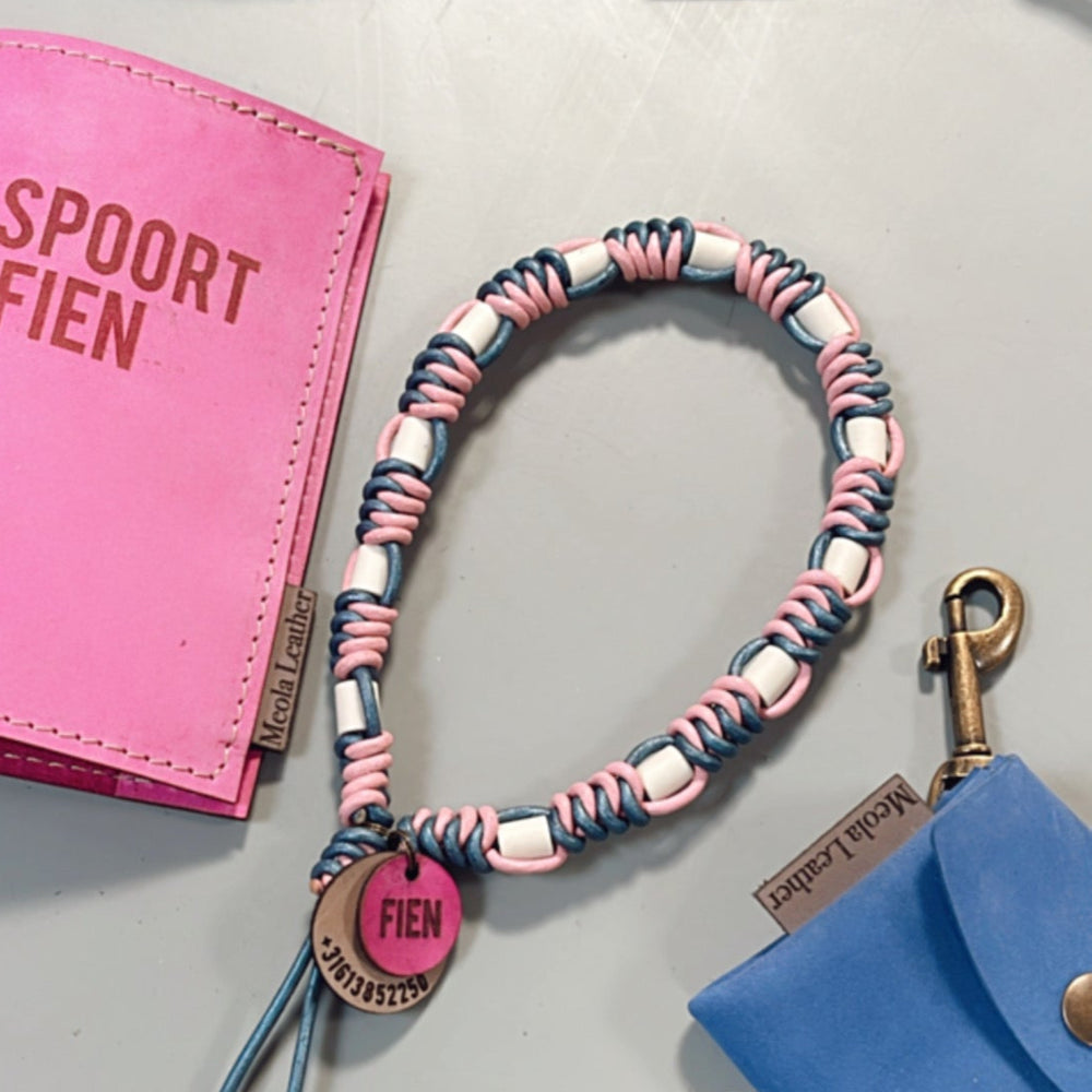 meola-leather-dogs-tekenbandje-hondensierraad-EM-kralen-leren-tekenband-roze