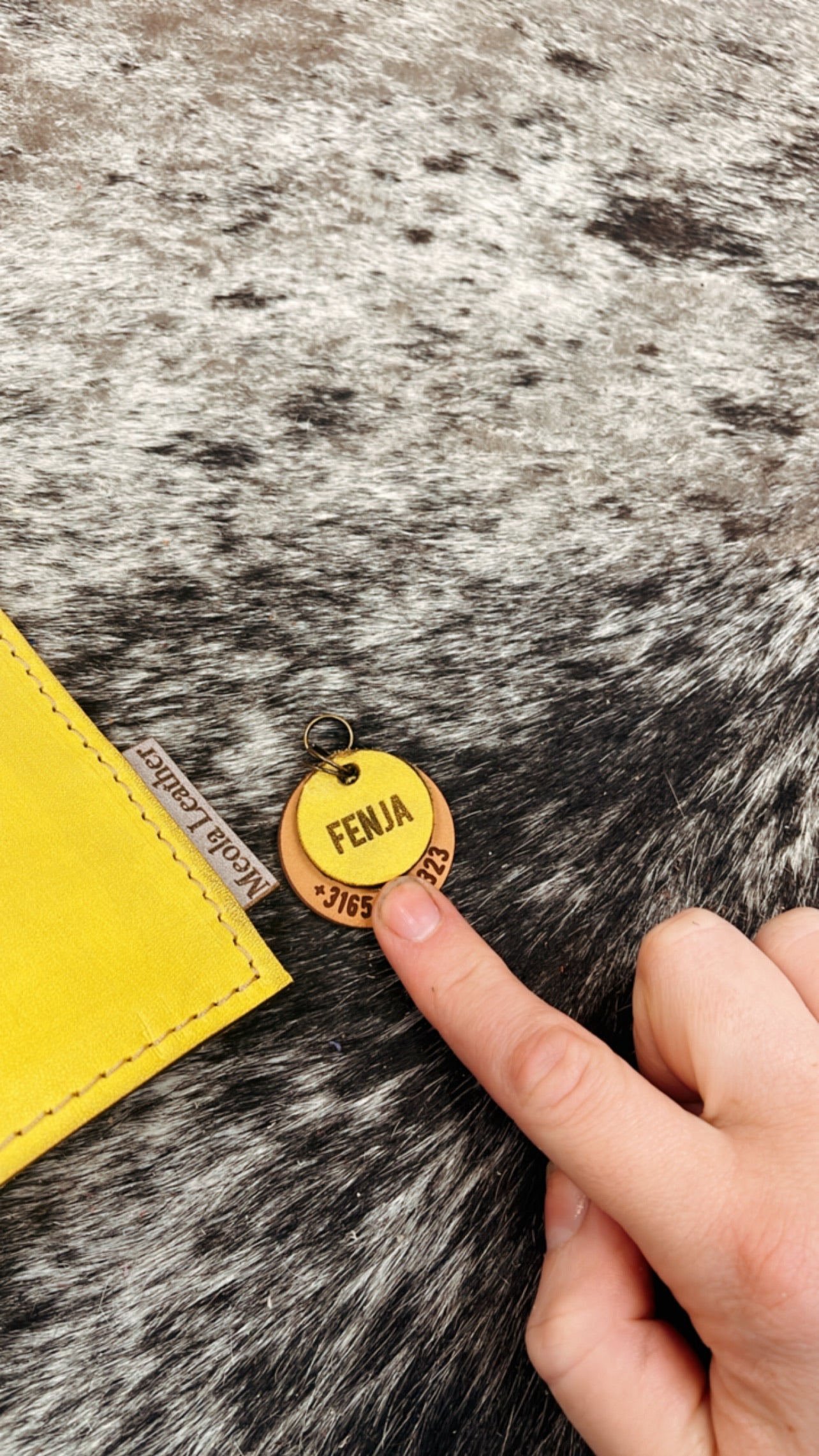 penning op maat gepersonaliseerd leren penning hond naam en telefooonnummer
