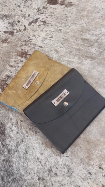 leren notitieboek gepersonaliseerd video zwart