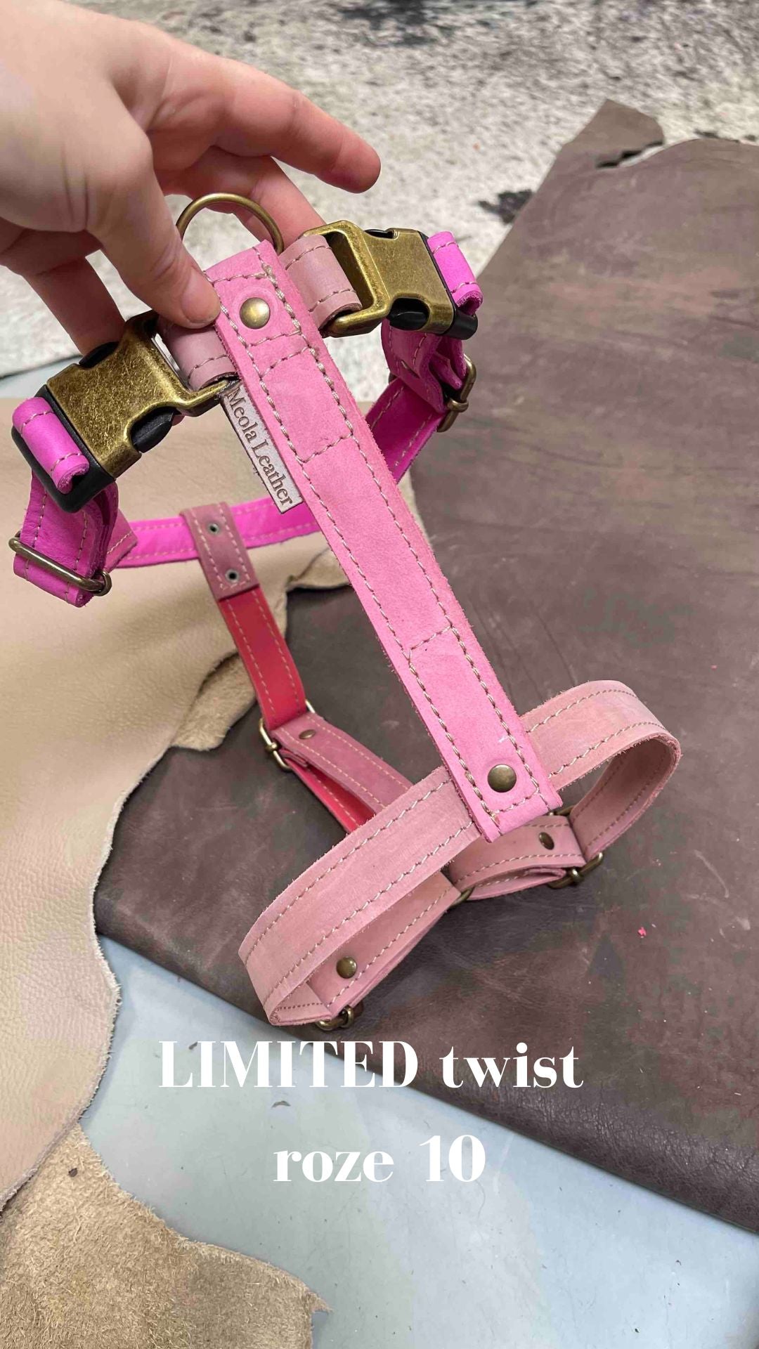 roze_10 limited_hondentuig_harnas_hond_y_tuig_goed_passend_handgemaakt_leer_meola_leather_dogs