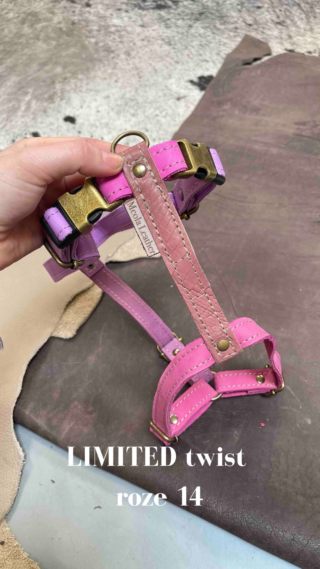roze_14 limited_hondentuig_harnas_hond_y_tuig_goed_passend_handgemaakt_leer_meola_leather_dogs lederen hondentuig