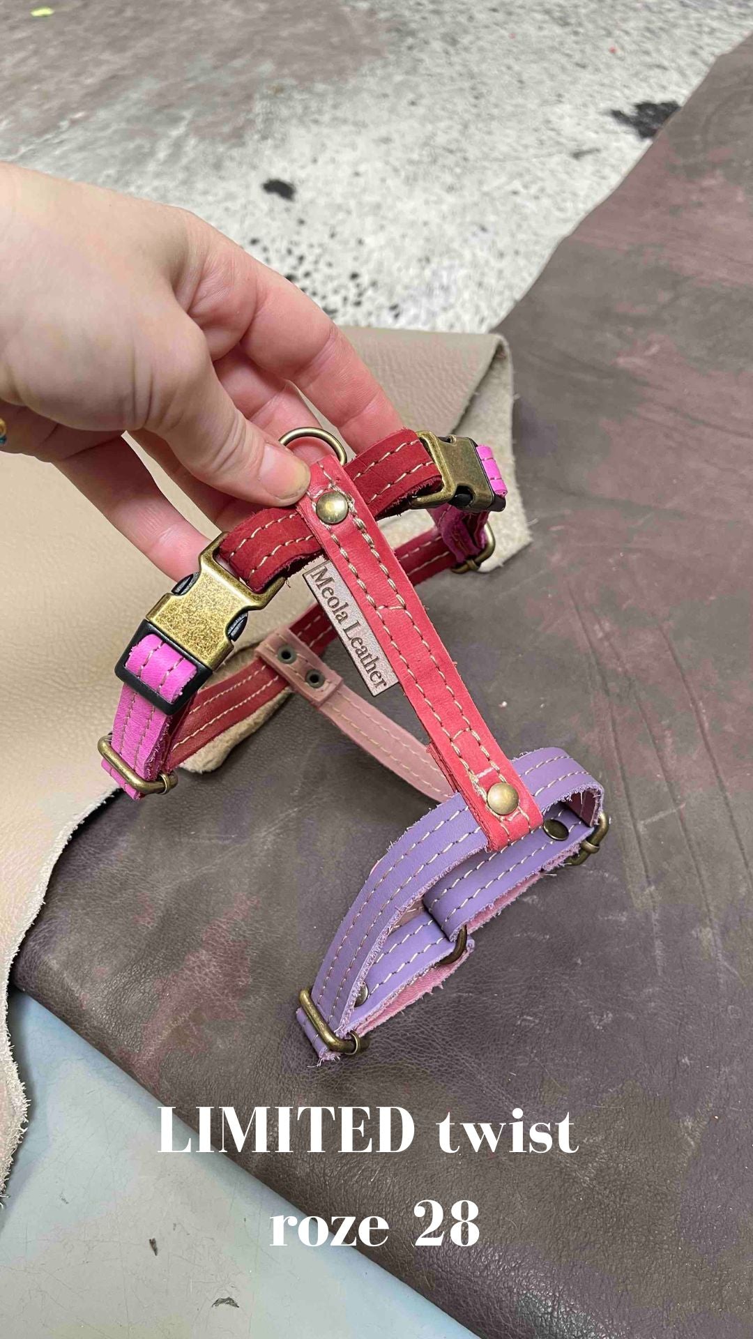 roze_28 limited_hondentuig_harnas_hond_y_tuig_goed_passend_handgemaakt_leer_meola_leather_dogs lederen hondentuig