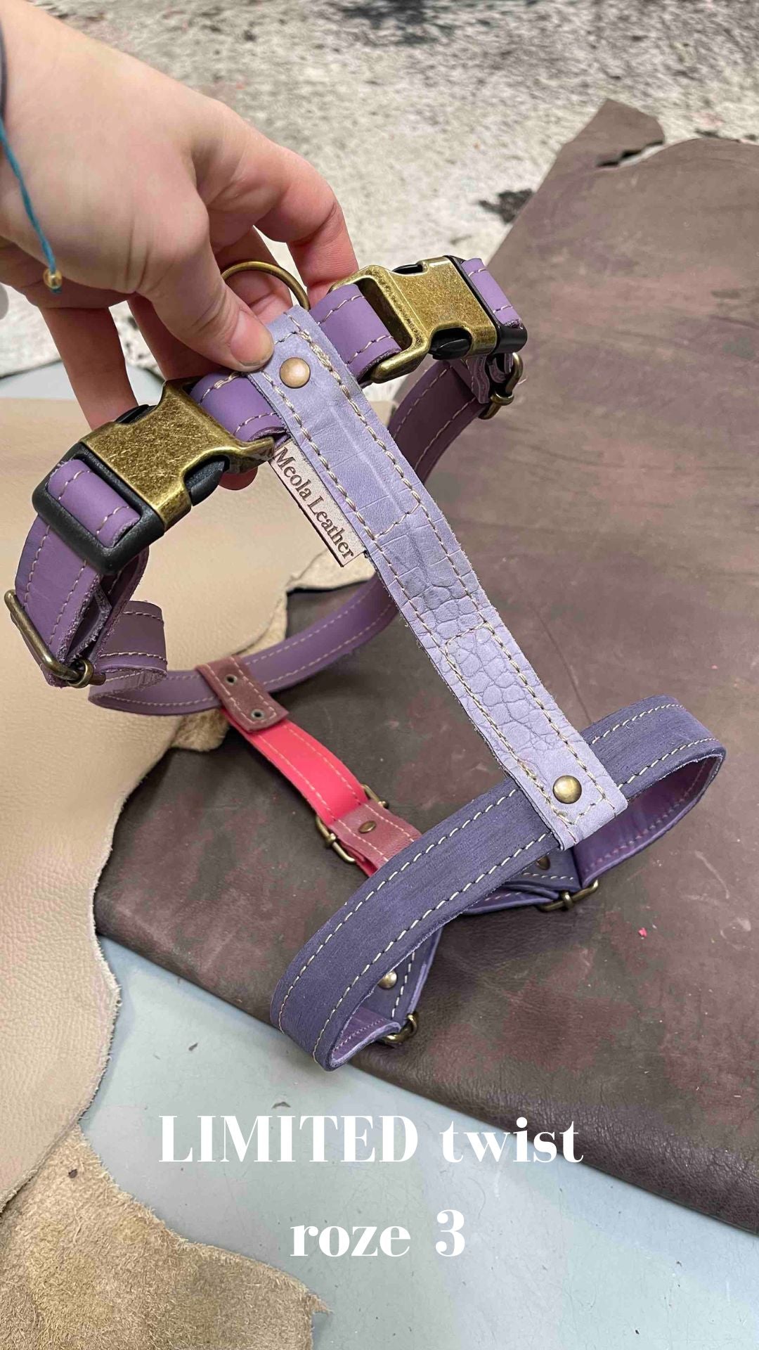 roze_3 limited_hondentuig_harnas_hond_y_tuig_goed_passend_handgemaakt_leer_meola_leather_dogs