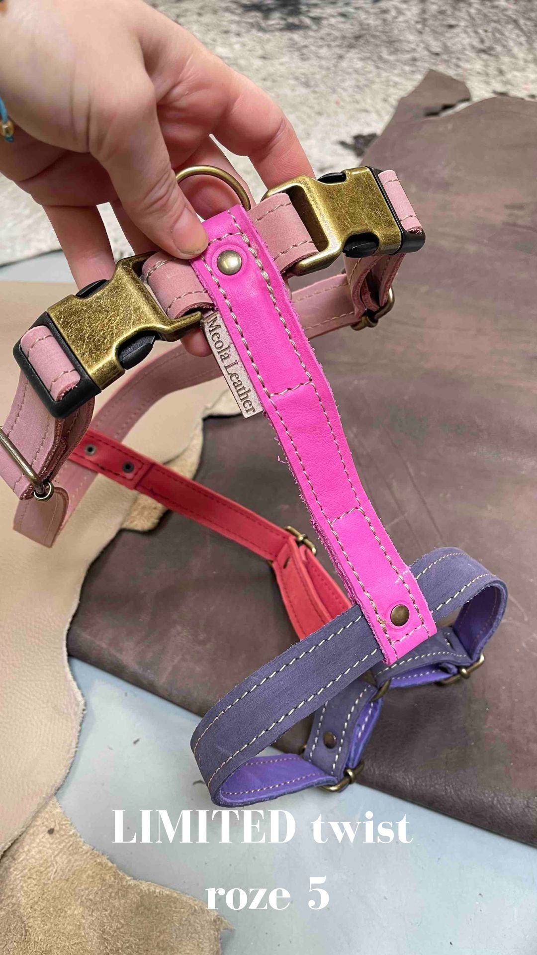 roze_5 limited_hondentuig_harnas_hond_y_tuig_goed_passend_handgemaakt_leer_meola_leather_dogs