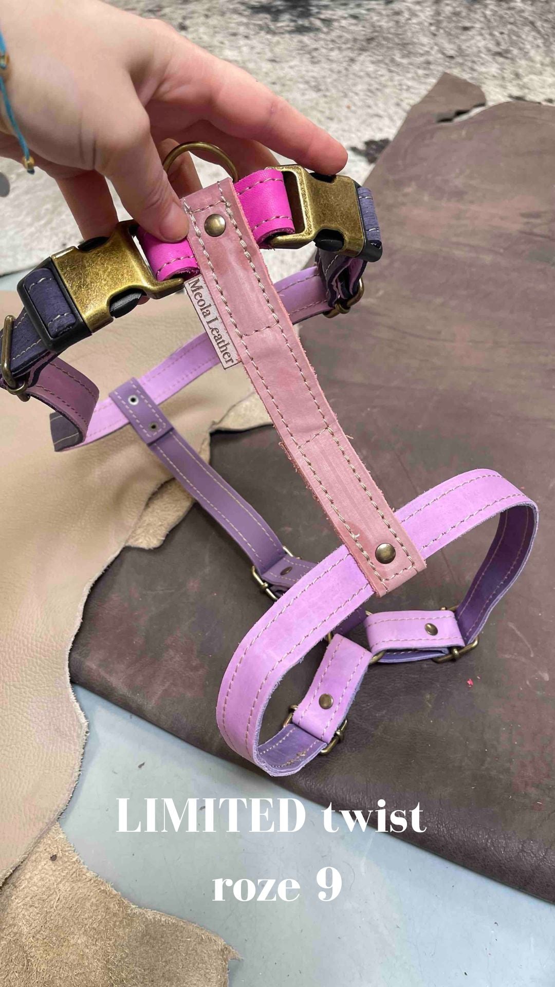 roze_9 limited_hondentuig_harnas_hond_y_tuig_goed_passend_handgemaakt_leer_meola_leather_dogs